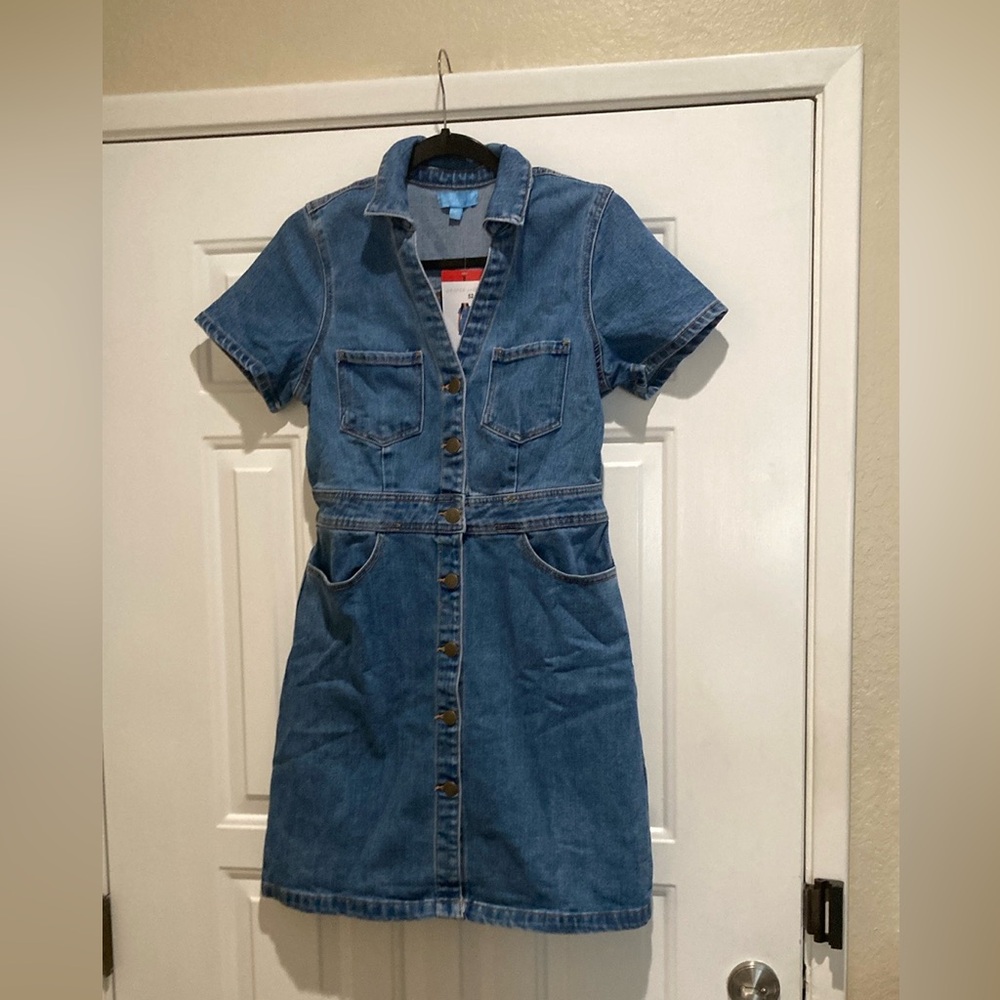 Draper James Blue Denim Button-Up Dress